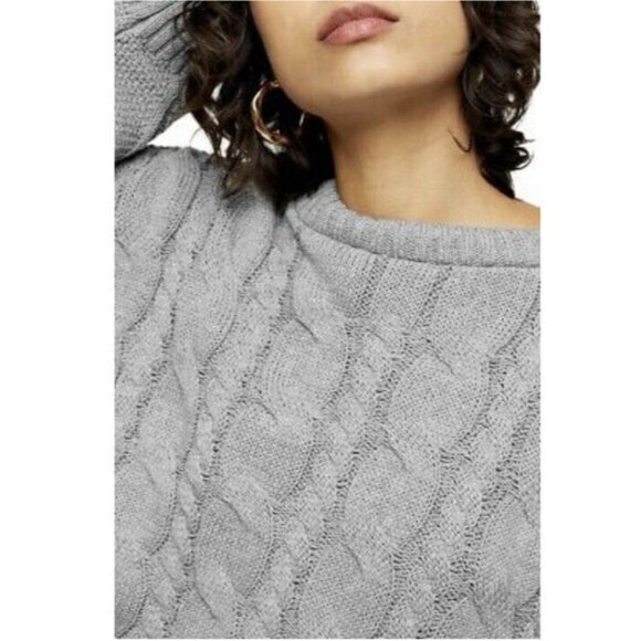 TOPSHOP Crop Batwing‎ Sleeve Cable Sweater Size 8/12 (UK M/L) - Picture 4 of 9